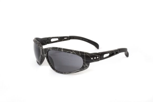 01-59 - Curv Black Laser Sunglasses with Smoke Lenses and Matte Black Laser Design Frames