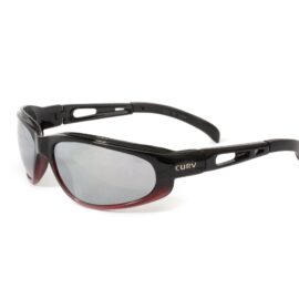 01-79 - Curv Red Accent Sunglasses in Matte Black Frames with Red Accent Fade and Smoke Lenses