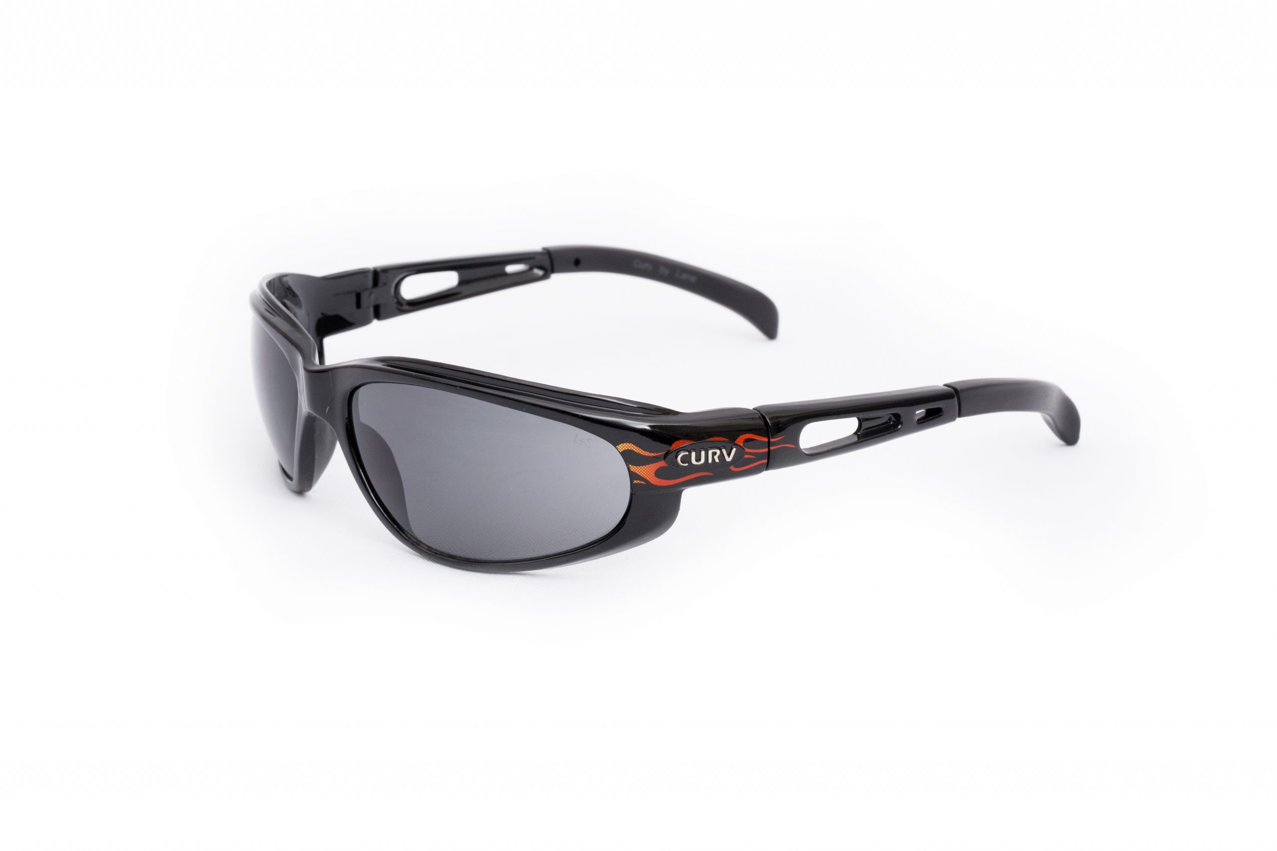 01-05M - Curv Matte Flame Sunglasses with Smoke Lenses and Flame Design - Rider Sunglasses