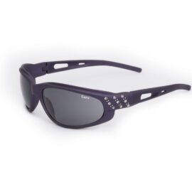 01-47 - Curv Purple Rhinestone Sunglasses with Smoke Lenses and Soft Touch Frames
