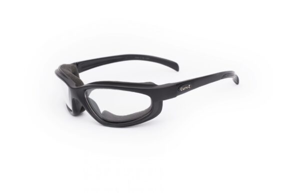 02-02 - CurvZ Clear Foam-Lined Sunglasses with Clear Lenses and Matte Black Frames