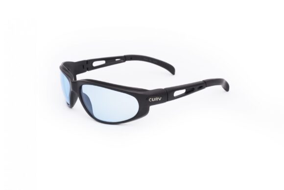 01-03 - Curv Blue Lens Sunglasses with Matte Black Frames