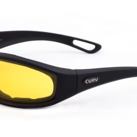 01-82 - Curv Stealth Yellow Sunglasses in Soft Touch Matte Black Stealth Frames with Vented EVA Foam