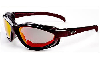 02-08 - CurvZ Maroon Foam-lined Sunglasses with Fire Red Lenses